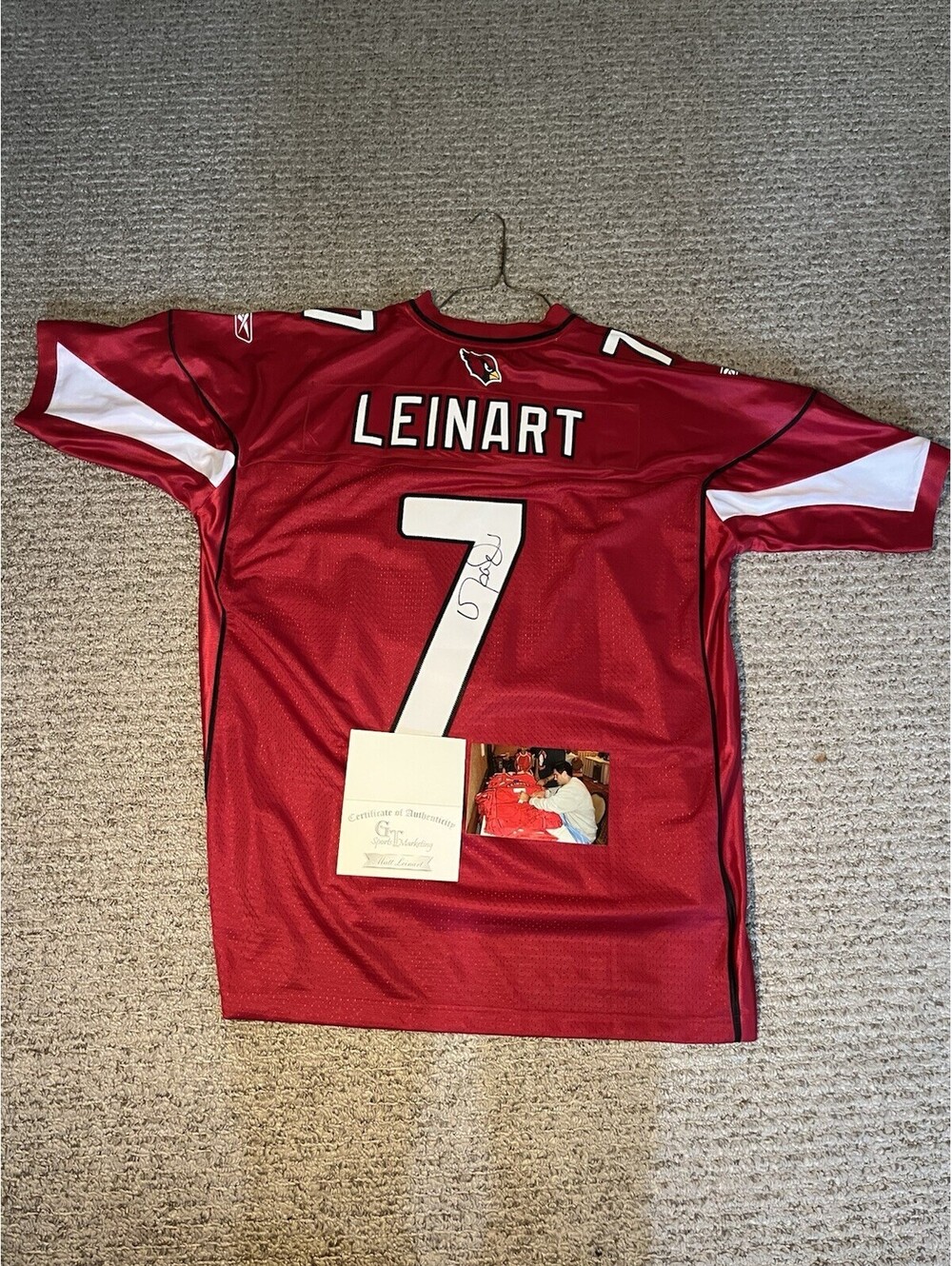Matt Leinart Autographed Reebok Cardinals Jersey with COA Size XL WITH PICTURE!!